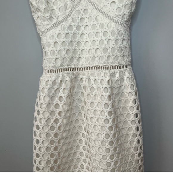 Abercrombie & Fitch White Eyelet Crochet Inspired Lace V Neck Mini Dress Size M - Picture 3 of 8